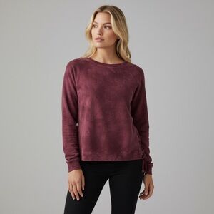 SANCTUARY | Colours Burgundy Tie-Dye Lace Up Sides Crewneck Pullover Swe…